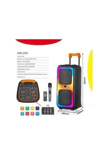 Ndr-1097 Büyük Boy Bluetooth Hoparlör Kablosuz Tekerlekli Taşınabilir Kablosuz Speaker Toplantı Anfi
