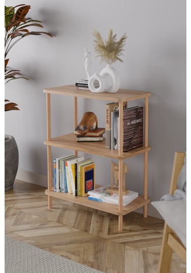 3 Raflı Kitaplık Ahşap Kitaplık Ofis Rafı Ayakkabılık -çam