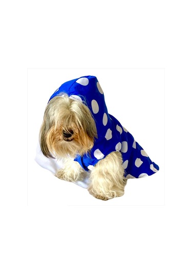 Kemique Mega Dots Blue Kapşonlu Köpek Yağmurluğu