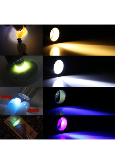 Sones S-88 Usb Şarjlı Çift Kafa Dörtlü Işık Kaynağı Yeşim Tanımlama El Feneri Çok Renkli