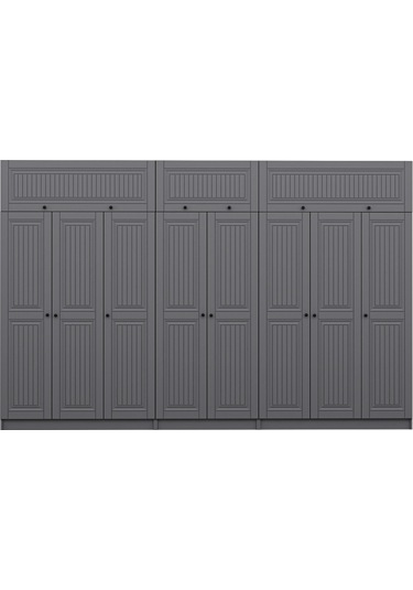 Kale 8 Kapaklı 4 İç Çekmeceli Dolap Ve Yüklük Antrasit Mebran İlkbahar 255cm Antrasit