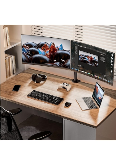 Masaüstü Ayarlanabilir Çift Monitör Kolu 14-32 İnç Çelik Lcd Led