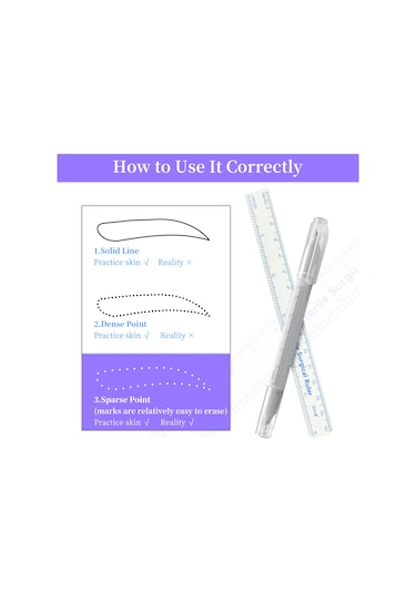 Yifomall "10 Adet Çift Uçlu Dövme Kalemi + Kaş Ölçüm Cetveli - Profesyonel Makyaj Seti"