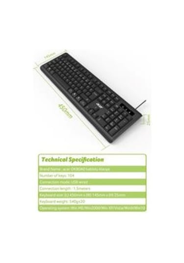 Acer OAK-0A0 Kablolu Sessiz Tuşlu Klavye