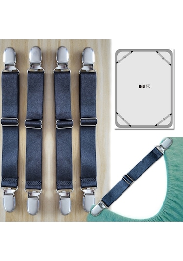 Stil A-ayarlanabilir Klip Kaymaz Çarşaf Tutucular Kemer Siyah Çarşaf Tutucu Kauçuk Gergi Klip Kemer Kanepe Masa Örtüsü