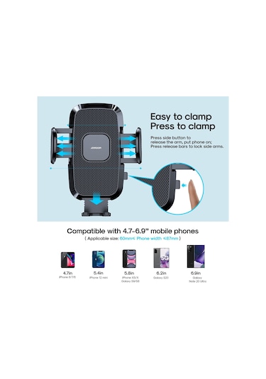 Joyroom Jr-zs259 Hava Firar Kancası Araca Monte 360 Derece Braket Tutucu 4.7-6.9 İnç Cep Telefonu İçin