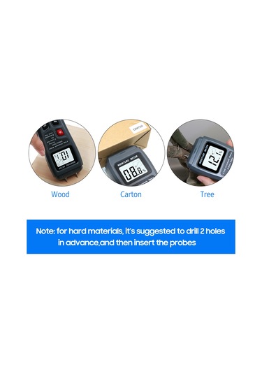 Neevoyu Ahşap Nem Ölçer, Ahşap/kağıt/hammadde İçin 4 Modlu Sayısal Lcd Ekranlı Nem Oranı Test Cihazı Siyah, 9v Pil Dahil