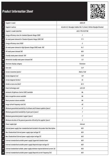 Arçelik A55 E 795 B 55" 4K Ultra HD Smart LED TV