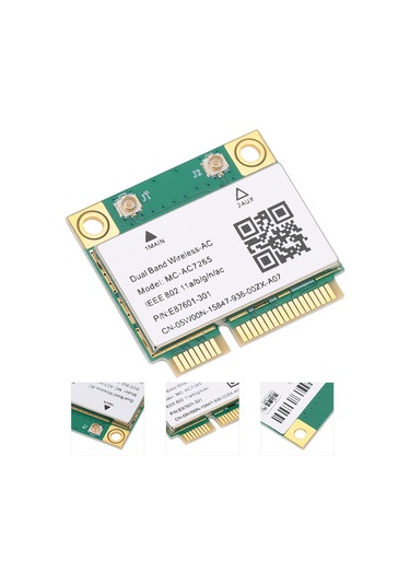 Yuntech01 Intel 7265ac Çipsetli Mini Pcı-e Kablosuz Ağ Kartı, 2.4/5ghz Çift Bant, 1200mbps Hız, Bluetooth 4.2, Win7/8/10 Desteği