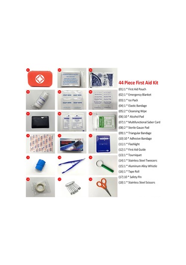 Yifomall Aile Ve Araç İçin 44 Parça Eva İlk Yardım Seti - Acil Battaniye, Bant, Isı Paketi Ve Daha Fazlası Kırmızı Kırmızı