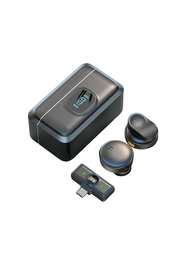 Kablosuz Yaka Mikrofonu, Led Ekranlı Manyetik Mini Yaka Mikrofonu,