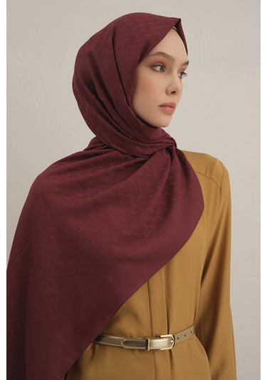 Bordo Link Desen Bambu Cotton Şal 32 Bordo