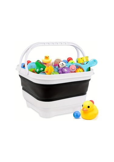 Dream011 Siyah Katlanabilir Hızlı Kuruyan Banyo Oyuncak Saklama Organizatörü Çıkarılabilir Tabanlı Dayanıklı Plastik Çok Bölmeli Duş Sepeti Siyah