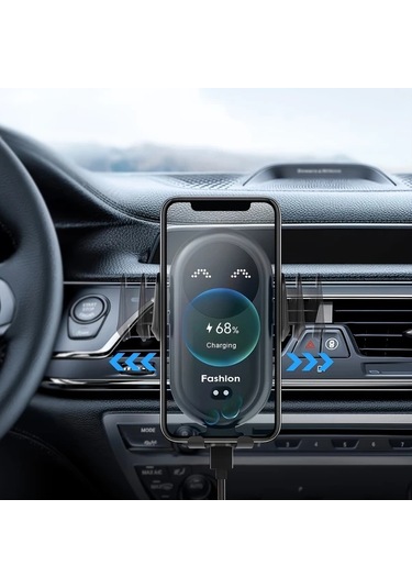 Gateesat Mavi Kablosuz Şarjlı Hava Soğutmalı Araç Telefon Tutucu Silikon Hızlı Şarj 36v