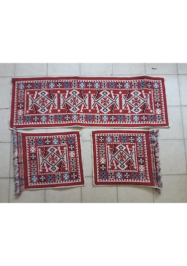 Uşak Kilimi Oto Koltuk Üzeri Serme Kilim Seti