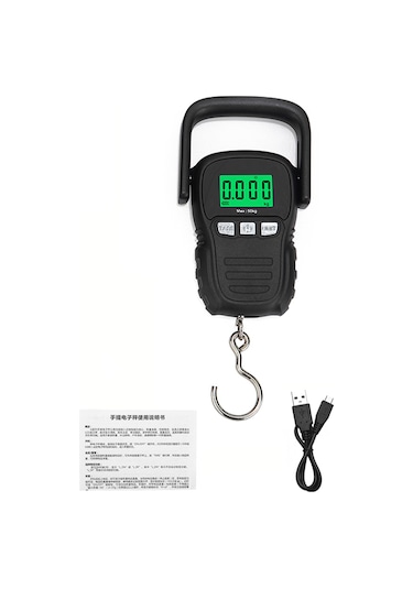 Ximistore9 50kg Taşınabilir Kanca Terazi - Yeşil Ekranlı, Sesli Uyarılı, Abs Malzeme