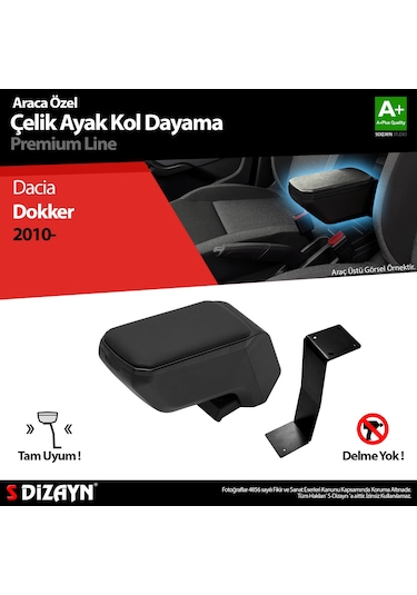 S-Dizayn Dacia Dokker Kol Dayama Kolçak Çelik Ayaklı ABS Siyah 20