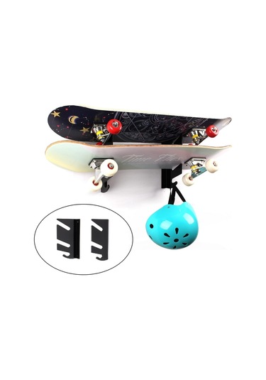 Yx018 1 Çift Dört Tekerlekli Kaykay Duvara Montaj Braketi Siyah