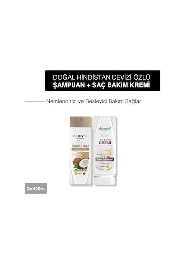 Dermokil Hindistan Cevizi Özlü Şampuan 400 ml + Saç Kremi 400Ml 2