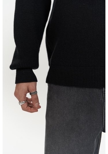 Mathis Siyah Balıkçı Yaka Erkek Triko Kazak Siyah