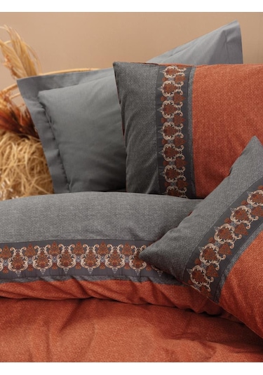 Cotton Box Folk Art Çift Kişilik Nevresim Takımı Tamaya Kiremit