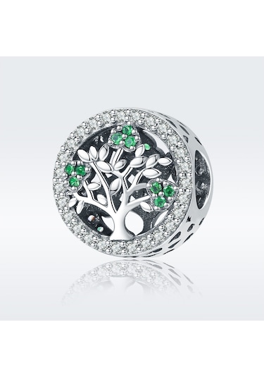 S925 Ayar Gümüş Hayat Ağacı Boncuk Aksesuarları Elmas Kolye Aksesuarları, Stil: Boncuk Çok Renkli