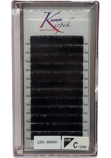 Kaşmir Kirpik Çek Bırak C Kıvrım 0.05 MM 12 Numara Tek Boy Kirpik