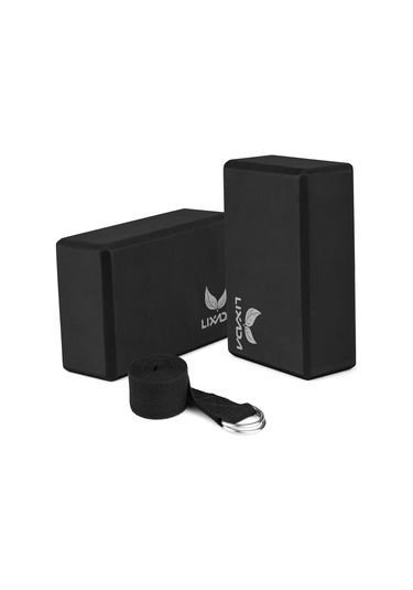 Konesam Eva Yoğunluklu 2 Adet Yoğa Blok + Ayarlanabilir 72 İnç Askı Seti - Denge Ve Egzersiz Derginliği İçin Siyah