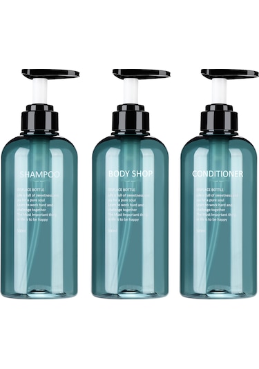 Geeksen Büyük Kapasiteli 300/500ml Şampuan Ve Losyon Dispenser Seti - Dayanıklı Ve Pratik Ev Kullanımı Mavi