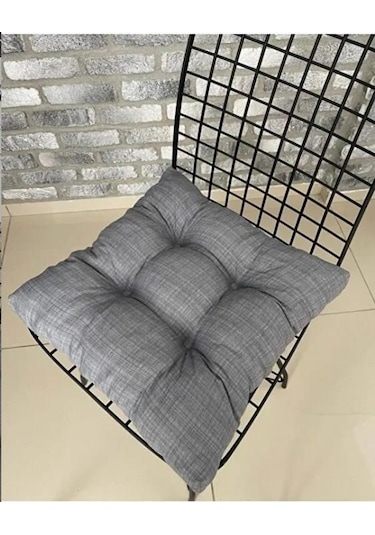 Classic Gri Pofidik Sandalye Minderi - 40x40 Cm