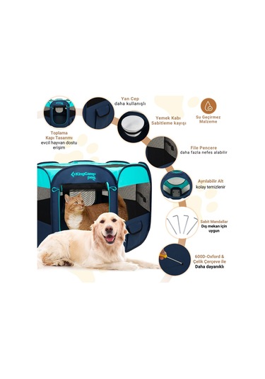 Kingcamp Pets Ancona L Portatif Köpek Çadırı Gri - Kahverengi