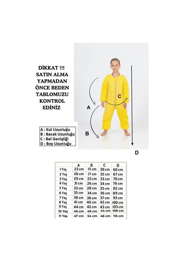 Kız Erkek Çocuk Kalın Elyaf Dolgulu Premium Kalite 2.5 Tog Desenli Uyku Tulumu Açık Sarı