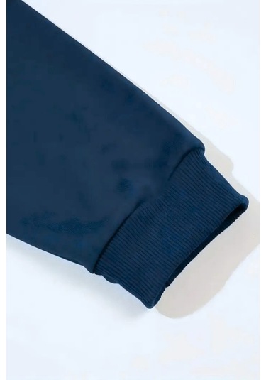 Unisex Lacivert Be-you-tiful Baskılı Bisiklet Yaka Sweatshirt- Kışlık Şardonlu Kumaş Lacivert