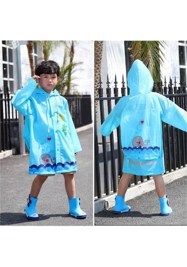 Hayvan Figürlü Kapüşonlu Unisex Çocuk Yağmurluk