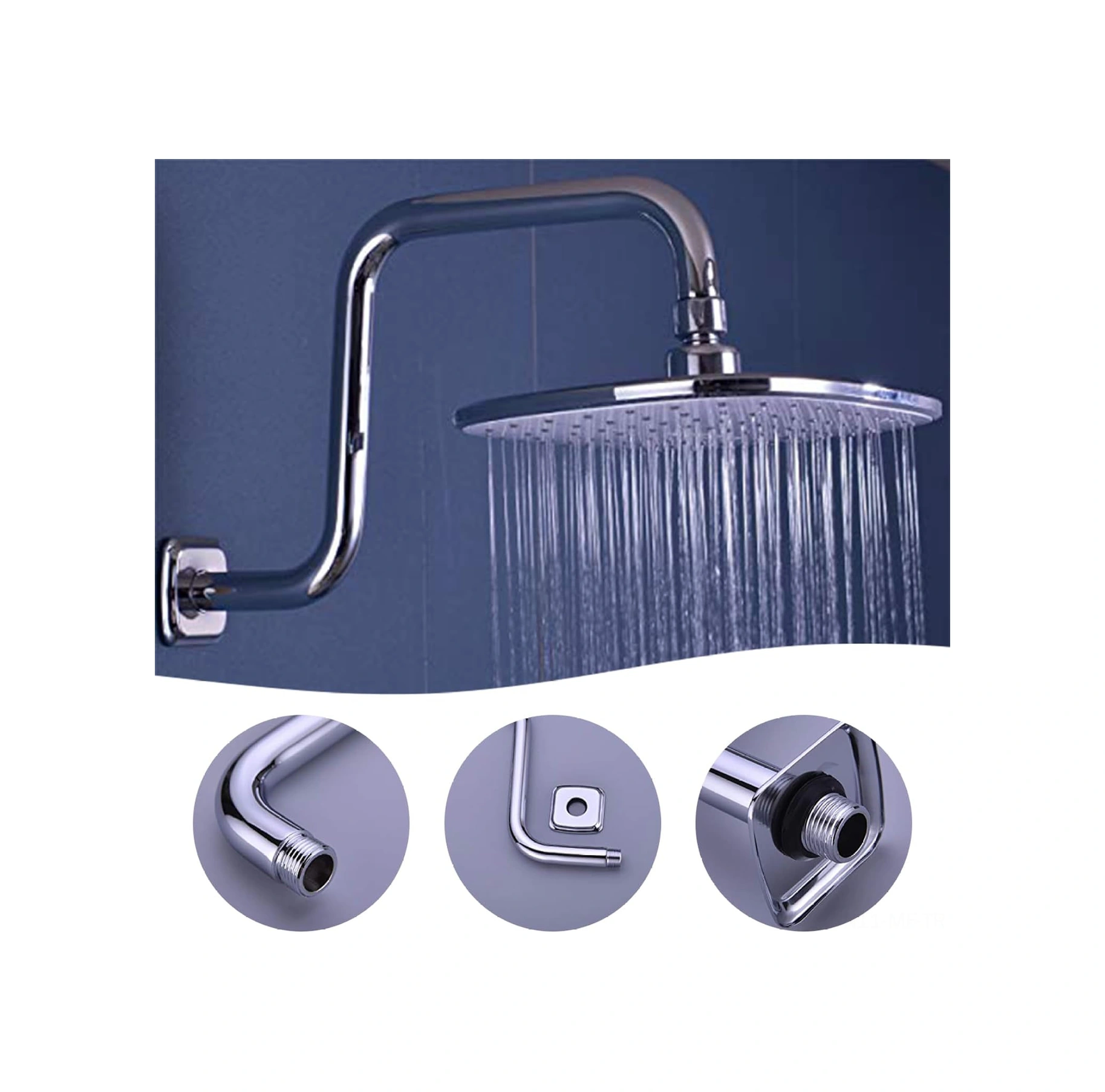 Mufunye Stainless Steel Duş Başlığı Geliştirici Kolu, 22mm Flanşlı, Yükseklik Ve Konfor Ayarlanabilir Duş Ekstansiyonu Gümüş