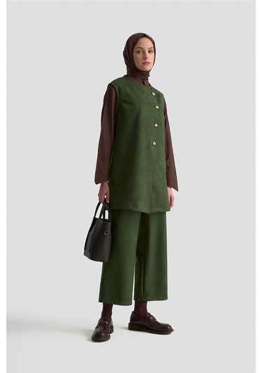 Armine Yelekli Süet Takım 25kd1506 Haki Haki