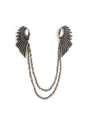 Novahub Bronz Retro Yaka Klip Punk Zincir Püskül Bluz Gömlek Melek Kanat İpuçları Pin Broş Çok Renkli