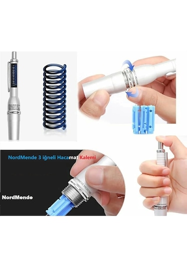 Hacamat Kalemi 3 İğneli 100 İğne Hediye Çok Renkli