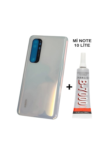 Xiaomi Mi Note 10 Lite Arka Cam Pil Batarya Kapağı Beyaz+ Yapıştı