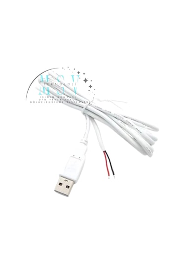 5 Volt 2 Amper 100 Cm Ucu Açık Usb Li Beyaz Renk Erkek Güç Kablosu