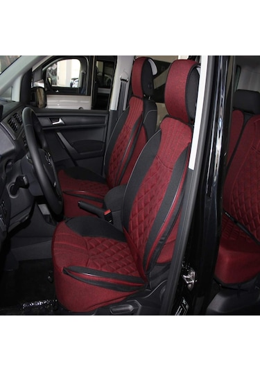 Lüx Oto Koltuk Minderi Full Set Takım -Kırmızı/Siyah Renk Takmat