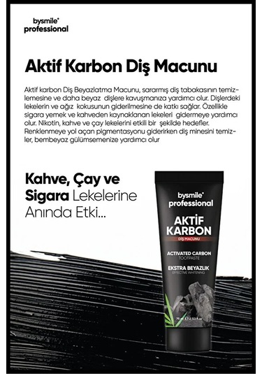 Bysmile Professional Aktif Karbon Beyazlatıcı Diş Macunu 75 ML