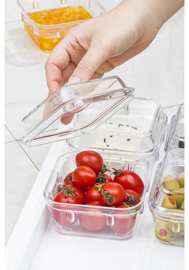 Akrilik Beyaz 6 Lı Kapaklı Kahvaltılık Kahvaltı Seti & Saklama Kabı Cam Değildir Beyaz