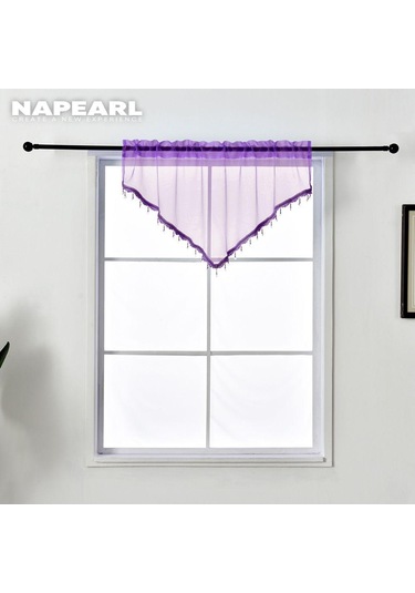 Koyu Mor 1 Adet Napearl Şeker Renkler Dekoratif Saçak Perde Sırf Mutfak Yatak Odası Pencere Kısa Tül Perde Ev Dekor İçin