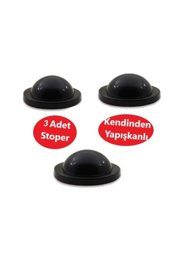 Silikon Kapı Stoperi Siyah 3 Adet Tamponu Kendinden Yapışkanlı Siyah Kapı Kolu Stopu