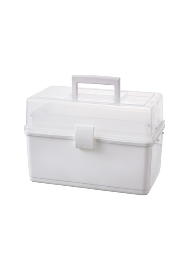 Symbee Büyük Kapasiteli Ev İçi İlaç Kutusu, Katlı Taşınabilir Plastik İlaç Saklama Kutusu, Beyaz Büyük Boy, Taşıma Koluyla Beyaz