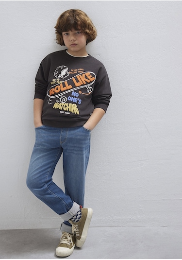 Mavi - Roll Like Baskılı Antrasit Sweatshirt 6s10179-70087 Antrasit