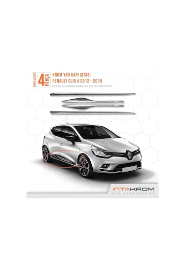 intakrom Renault Clio 4 Krom Yan Kapı Çıtası 4 Parça 2012-2021- Hb-Sw N11.2658