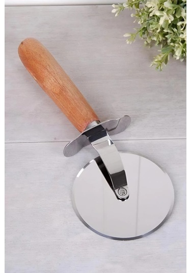 Ahşap Saplı Pizza Ruleti Paslanmaz Çelik Bıçaklı, Ergonomik Tutmalı Hamur Ve Pizza Kesici Ahşap