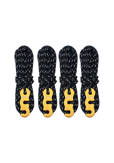 Sharplace 4 Adet Kamp Çadır Ipi 4m - Çadır Bağlama Ve Sabitleme İçin Kırmızı Siyah Siyah